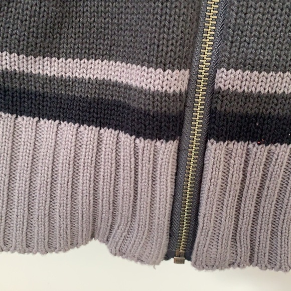 BLACK & GREY KNITTED ZIPPED HOOD SWEATER JACKET SIZE M - Picture 3 of 10